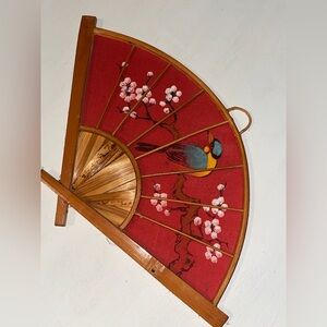 Vintage Hand painted Bamboo Fan
